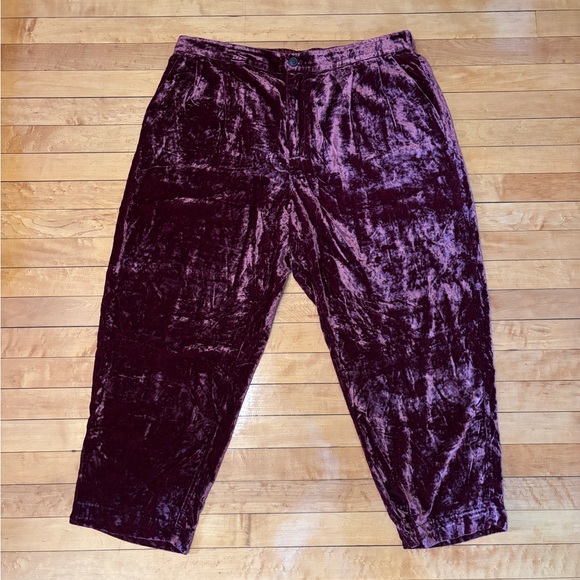 EUC Velvet Tapered Pleated Pull-On Pant | Red Purple Trousers | Women’s Plus XXL - Picture 4 of 16